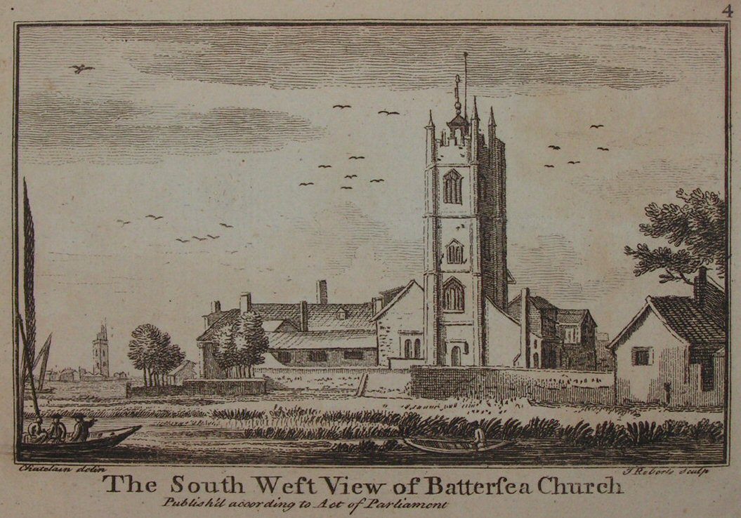 Print - The North View of Battersea Church - Roberts